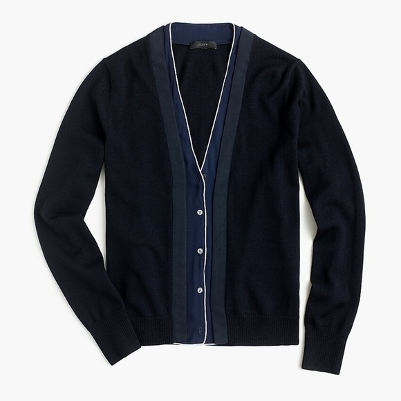 J. Crew Sweaters - SOLD! J. Crew Harlow Cardigan Tipped Silk Underlay